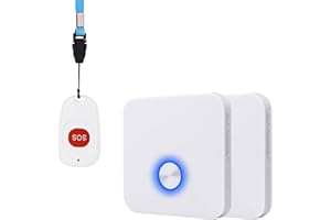 ALEENFOON Maison Alerte Alarme sans Fil Rechargeable Patiente Personne Âgée Personnelles Système D'Alarme et Bouton D'Appel d'urgence Alarme Pager pour Enfant et Handicapé et Femmes Enceinte (1 à 2)