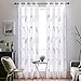 Produktbild MIULEE Vorhang Sheer Voile Blumen Stickerei Vorhänge mit Ösen transparent Gardine 2 Stücke Ösenvorhang Gaze paarig schals Fensterschal für Wohnzimmer Schlafzimmer 245 cm x 140 cm(H x B) 2er-Set
