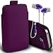 Produktbild Fone-Case ( Dark Purple) Huawei P8 Lite (2017) Qualität PU-Leder Pull Tab Stilvolle Einbau Beutel Hülle& Premium Quality Aluminium In Ear Earbud Stereo Hands Free Headphones Earphone Headset with Built in Microphone Mic & On-Off Button
