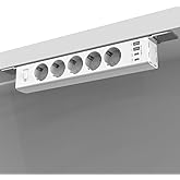 Vipwell Under Table Mount Power Strip with Surge Protection, Individually Switchable Multiple Plug, 5 Sockets with 2 USB A an