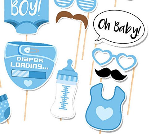 CAOLATOR 25 Stücke Fotorequisiten Fotoaccessoires Masken Fotorequisiten Baby Junge Partydekoration (Windeln, Flaschen, Socken, Gläser, Luftballons, Bart) - 5