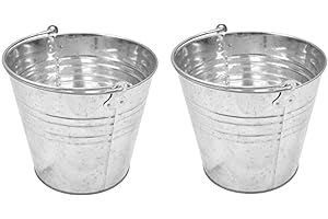 ACAN Tradineur – Pack de 2 Cubos de Metal galvanizados de 12 litros, de 29,2 x 25 cm, con Mango de Metal para Limpieza, jardinería, hogar… Balde de Metal, cubeta, barreño Metalizado
