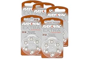 RAYOVAC 312 Extra Advanced - Pilas para audífonos (1,45 V, 180 mAh, 5 paquetes de 6 unidades)