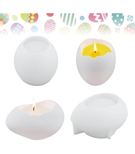 KinMokusei Pasen siliconen vorm 3D paaseieren kaarsvormen, doe-het-zelf bloemen, paaseieren, kaarsgietvormen, paaseivorm, ei, siliconen zeepvorm voor taartdecoratie, chocolade, zeep, sojawas, paascadeaus