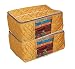 Kuber Industries™ Saree Cover/Wardrobe Organiser/Regular Clothes Bag Set Of 2 Pcs In Quilted Golden Satin Material (KU253) RS.399.00