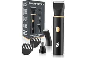 RAXMETRY Manscape 3 in 1 Pubic & Body Hair Trimmer Men,IPX7 Waterproof，Rechargeable Pubic Hair Trimmer for Men with 2 Combs,Painless Body Trimmers Mens,Replaceable Ceramic Blade Heads,Wet & Dry