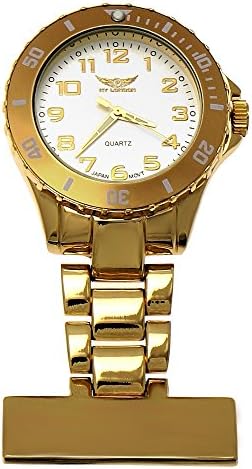 NY London Ladies 'Taschenihr Nurse Fob Watch Heart Rate Monitor Watch Care' Clock In Gold Metal, Black