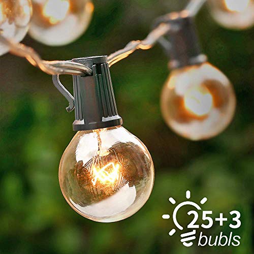 Cadena de luces, ICONNTECHS 25FT Cadena de Bombillas para Decoracion de Interior/Exterior, 28 Bombillas Cadena Colgante de Luces para Decoración de Patio Jardín Gazebos Bodas Fiestas