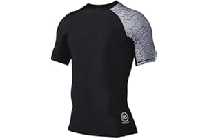 HUGE SPORTS Men's Splice UV Sun Protection UPF 50+ Skins Rash Guard Short Sleeves