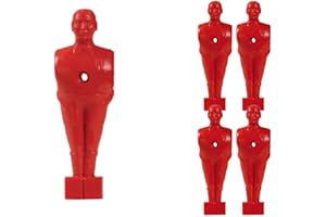 grandeemporio Calcio Balilla Set Ricambio Cinque (5) Giocatori, ometti Rossi con Foro, h. mm.110 per aste Calcio Balilla Diametro mm.16.