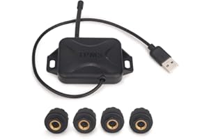 Erisin Universal USB TPMS Modul Reifendruckprüfer mit 4 Externe Sensors, USB Reifendrucksensor Reifendruckkontrollsystem für Android Autoradios