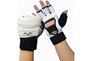 EHOTER Guante de boxeo para manos y pies, protector de taekwondo, karate, boxeo, sanda, equipo de protección de mano, guantes de cuero, medio dedo, niños, adultos, regalos unisex