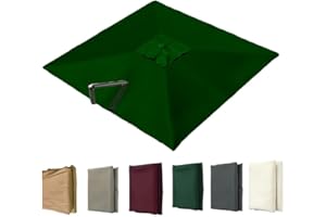VLKLPZAHAK Auvent De Remplacement pour Parasol Déporté Carré De 3 M, Toile De Rechange pour Parasol De Jardin Extérieur, Housse De Rechange 8 Baleines Protection UV(Green,2.5x2.5m (8.2x8.2ft))