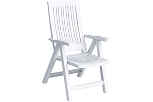 SF SAVINO FILIPPO Poltrona Sedia Sdraio Pieghevole reclinabile Regolabile Diana in Dura Resina di plastica Bianca Prendisole per Mare Piscina Campeggio Giardino Balcone casa