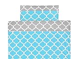 KraftKids Bettwäscheset marokkanisches Klee grau und marokkanisches Klee türkis 100 x 135 cm, Kissen 40 x 60 cm und 140 x 200 cm, Kissen 80 x 80 cm - 2
