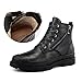 Produktbild CHQQQ Motorrad Reitschuhe MäNnlich Leder Gummi Wasserdicht Rennwagen Martin Stiefel Rutschfest VerschleißFest Sommer Fahrradschuhe,Black-UK7/EUP41