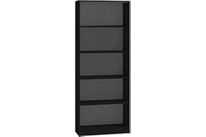 ADGO Estantería con Compartimentos, Armario Estrecho, Estantería de Almacenamiento, Estantería Abierta, de Oficina, para Archivadores, de Pared, Muebles, Divisor de Espacios (R60, Negro)