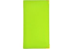 LIVAN - L601 - Porte-Chéquier Talon en Haut 2 Volets - Porte Carte - en Croute Cuir Vachette - pour Format Portefeuille (A croûte Cuir Vert anis)