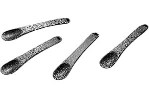 Toureal 4 Pezzi Mini Spatola Metallica, Beauty Scoop, Cucchiaio Make Up - per Trucco, Maschera (Nero)