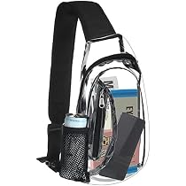 Zaino E Borsa A Tracolla Trasparente Busiuw Approvato Per Stadi – Grande Capacità, PVC Ispessito, Tasca Per Laptop 13", Nero, Large
