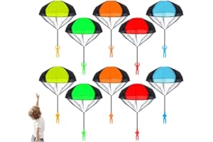 Hitopin Paracaídas Juguetes Niño, 10 Piezas Juguete Paracaídas, Mini Paracaidas Infantil, Mini Paracaidista Juguetes, Juguete de Paracaída al Aire Libre, para Niños Fiesta Cumpleaños