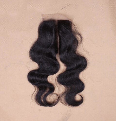 Romantic Angels® 14'' Remy Human Hair Body Wave Lace Closure Middle Part (4*4) Natural Black#1b