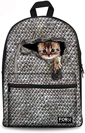 Injersdesigns Cute Little Mouse Hawk Cat Pet Print Backpack Teen Back to School Book Bag