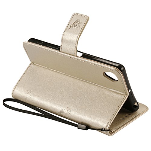 Nancen Tasche Hülle für Sony Xperia X Flip Schutzhülle Zubehör Lederhülle mit Silikon Back Cover PU Leder Handytasche im Bookstyle Stand Funktion Kartenfächer Magnet Etui Schale - 4