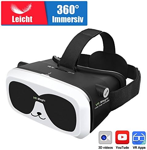 VR Headset for 3D Videos Games Fit 6.0 Inches and Smaller iPhone Android Phones, Adjustable Focal Distance and Head Straps for Kids Adults Virtual Reality Headset VR Goggles Panda VR Box