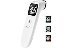 VIPROUD Non-Contact Fever Thermometer for Babies, Children and Adults, Infrared Forehead Thermometer with Ultra Clear LED Display, High Accuracy and Fever Alarm, White