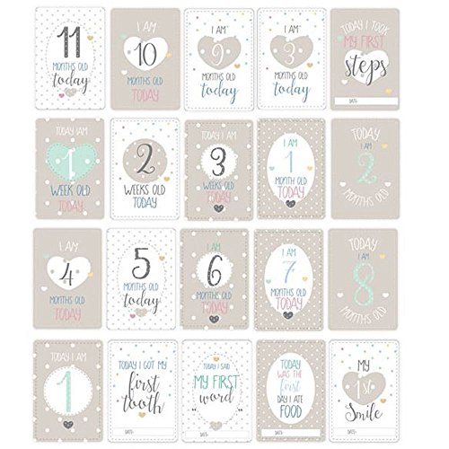 Luck and Luck Oh Baby Lot de 20 cartes de vux assorties pour présenter les étapes de développement de bébé