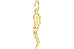 FORME DI LUCCHETTA Lucchetta - Italian Twisted Horn of Plenty Pendant in 14 carat (585) Yellow Gold, Good Luck Charm, Charms for Necklaces (up to 4mm)