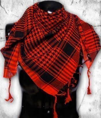 Checkered Shemagh - Arab Scarf / Kafiya: Black & Red