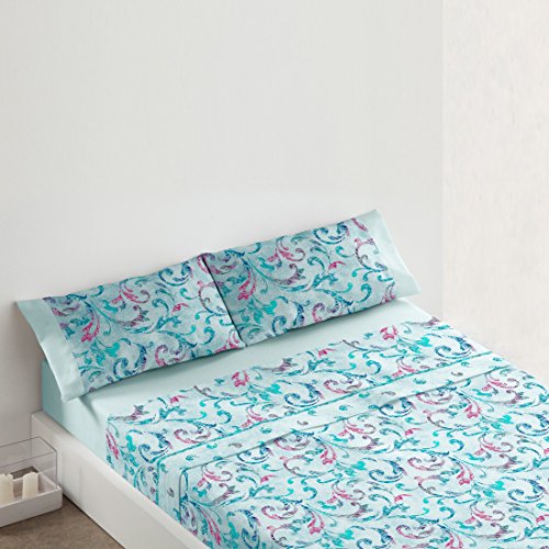 Burrito Blanco - Juego de sábanas 014 Turquesa de cama de 90x190/200 cm