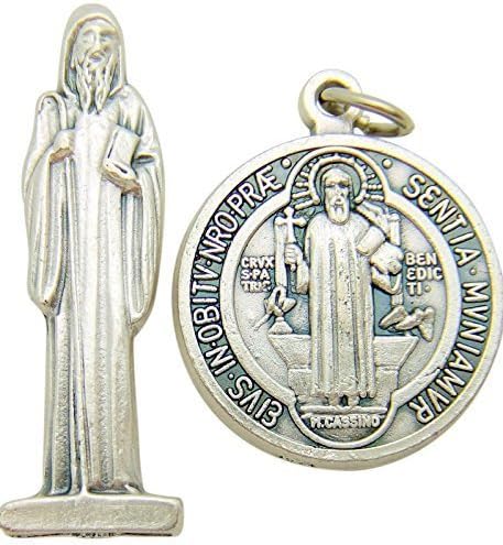 Saint Benedict Mini Gift Set Statue &amp; Italian Pendant Medal by Westin Works Gifts