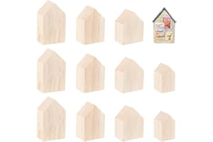 OLYCRAFT 12 Pz 4 Misure Blocchi di Legno Non Finiti A Forma di Casa e Freccia - Ritagli Vuoti Artigianato da Fattoria per Casa, Cucina, Ufficio, Mensola, Bar