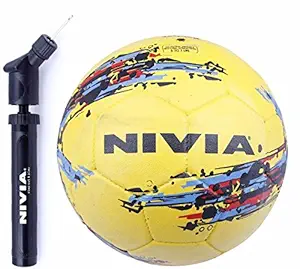 Nivia Football Combo (Nivia Storm Football, Size 5 + Double Action Ball Air Pump) Yellow