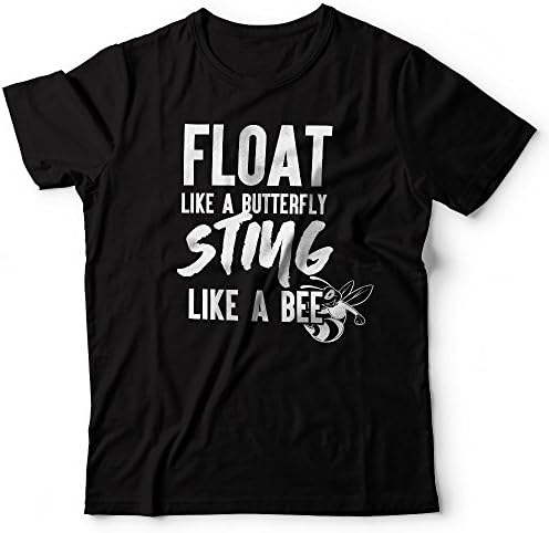 Muhammad Ali Float Like A Butterfly Sting Like A Bee T shirt Unisex Boxing Quote Tshirt Top Sizes Small Medium Large XL XXL Black White Heather Grey