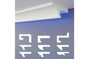 HEXIMO LED-Schattenfugenprofil Stuckleisten, indirekte Beleuchtung XPS-Styropor-Trockenbau-Deckenlichtleisten Beleuchtung Styropor-Deckenleisten (20,4 Meter HLED 14)