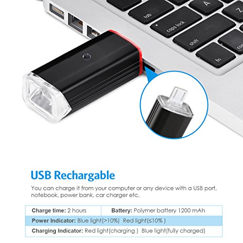Amir LED Fahrradbeleuchtung, USB Fahrradlicht Sets, 5W LED 245 Lumen Aufladbare vorderes Licht-Scheinwerfer und 15 LED Heck Back Light, IPX-6 Wasserdicht Mit 4 Modi 6 Helligkeit für Berg-Radfahren, Camping und täglichen Gebrauch - 2