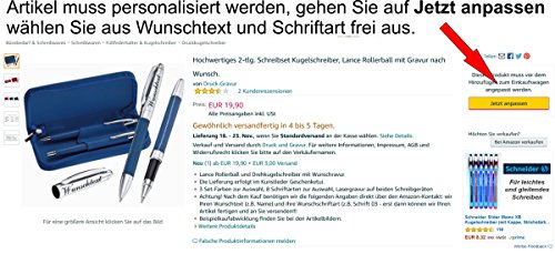 Hochwertiges 2-tlg. Schreibset Kugelschreiber, Lance Rollerball mit Gravur nach Wunsch. - 5