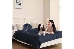 DUJUIKE Coperta Da Letto Impermeabile, Coperta Per Cani In Flanella Impermeabile, Adatta Per La Protezione Di Letti, Divani E Mobili, Morbida Coperta Multifunzionale Double Face (202x232 Cm, Blu Navy)