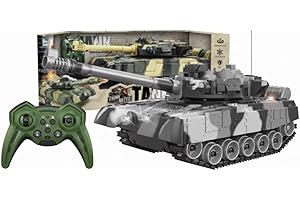 Waka Tienda Tank RC 10 canaux C20 Cadeau pour enfants et adultes 10 canaux 2,4 GHz, son et lumières LED, contrôle à distance Tank Tout-terrain, rotation 300°, simulation de bataille (gris)
