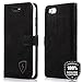 Produktbild Apple iPhone 7 – Premium Ledertasche Schutzhülle Wallet Case aus Nubukleder mit Kreditkarten / Notizen Fächern und Veloursleder - ( Schwarz ) von Digishield Vintage Kollektion für iPhone 7