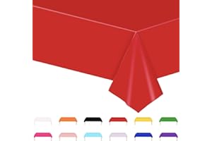 POPOYU Tischdecke Rot,137x274cm Einweg Tischdecke Tischtuch Plastiktischdecke,Tischtuch Rechteckige Tischabdeckung Gartentischdecke Outdoor Table Cloth für Gastronomie,Feste,Party,Hochzeiten oder Haushalt