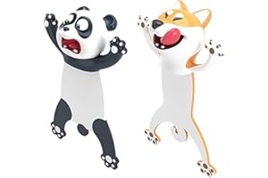 DRYFAL 2Pcs Cute Book Markers, 3D Cartoon Animal Bookmark, Funny Reading Presents for Kids and Children Office Stationery, Christmas Birthday Magnetic Page Stereo Bookmarks for Boys Girls Creative Gift