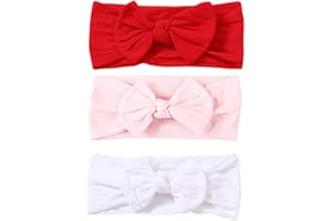 COUXILY Neonate Fasce morbide in cotone Fiocco annodato con fiocco Fascia elastica Solido e stampato Fiocco di colore Fiocco per capelli per i più piccoli Neonati Set regalo per bambini (A01)
