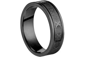 HIJONES Jewellery Mens Womens Stainless Steel Roman Numerals Turnable/Non Turnable Rings