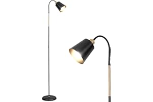 ‎STEO Anten VILI | Stehlampe Wohnzimmer E27 Schwenkbare 360° Fassung Max.60W | Leselampe für Sofa Schlafzimmer | Metall Stehleuchte Schwarz mit Höhe 159cm (ohne Leuchtmittel)