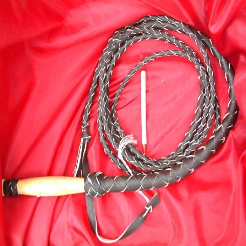 12-FOOT-PLAITED-LEATHER-BULL-WHIP-with-wooden-handle-makes-loud-crack